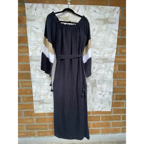 Ancient Kallos navy Linen Kaftan Dress - 100%
Handmade in Greece, Boho Maxi - Picture 11 of 12